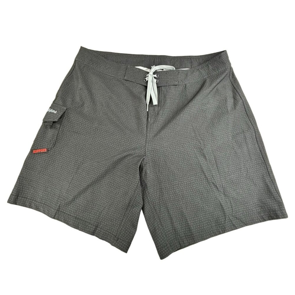 Maui Rippers Board Shorts Mens 14 Gray Quick-Dry Side Pocket Drawstring